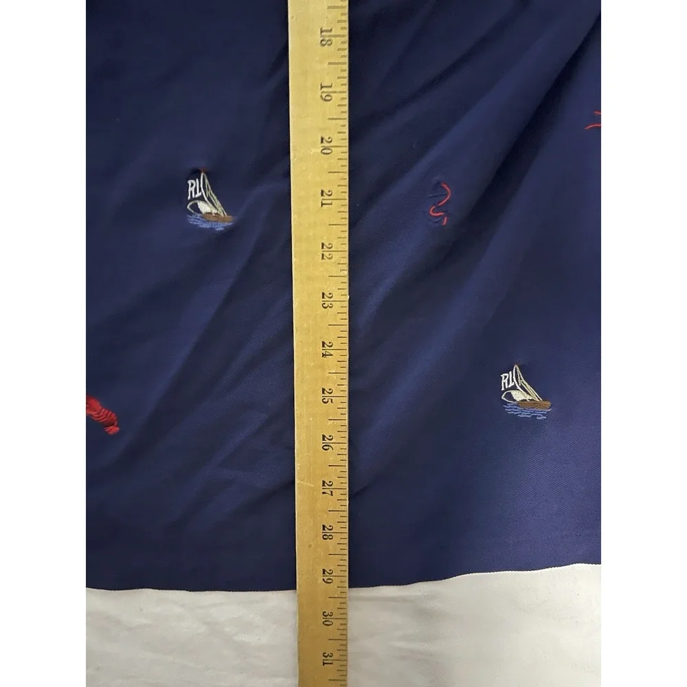 Ralph Lauren Knit Oxford Polo Shirt Men's Size 2XB Blue AOP Sailboats Lobsters